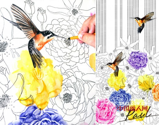 图形艺术家Paul圆珠笔纯手绘解读EP雅莹灵感之花——牡丹
