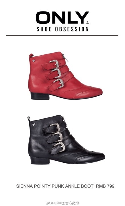 ONLY推出全新鞋款 红黑机车靴打造超模Style