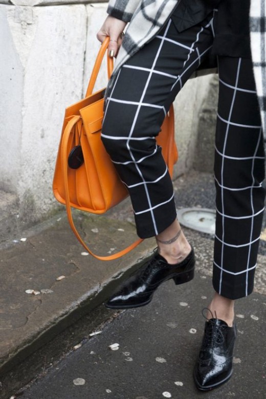 2014伦敦时装周街拍 皮鞋+方包打造初春潮流范儿