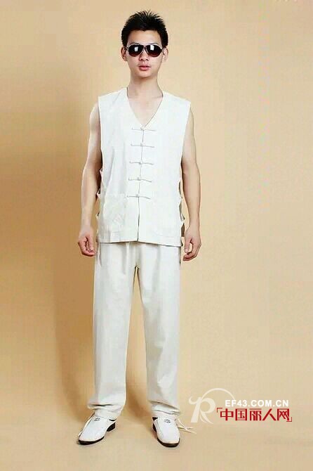 中式男裝夏季套裝推薦 盤扣款短袖無袖襯衫