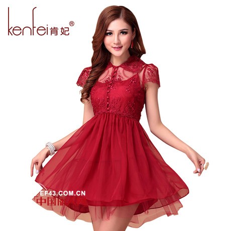 夏季红色公主裙什么样的好 超美的细节蕾丝显瘦款