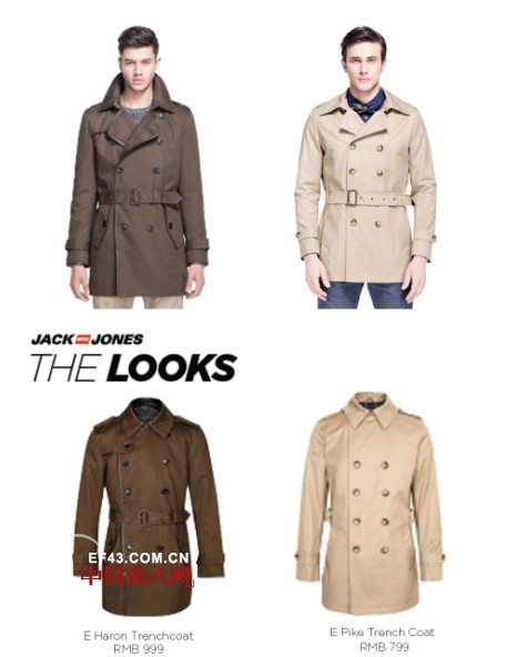 杰克琼斯2014秋季新款双排扣风衣 让你逅一个时尚温暖的秋天