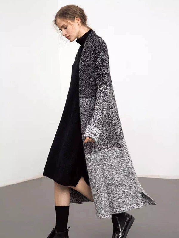 格悦品牌女装2022年秋季新款黑色直筒毛衣