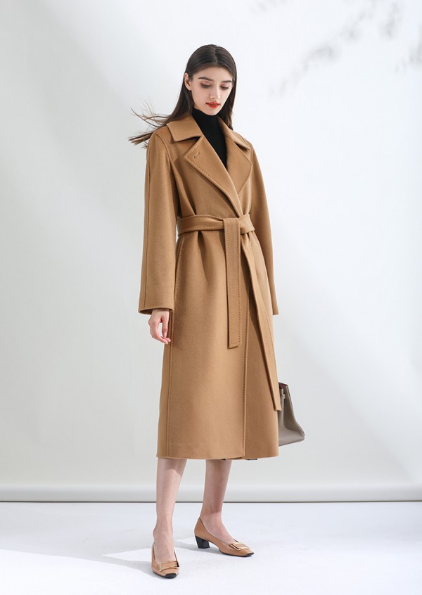 汀丁可品牌女装2022年秋季新款驼色呢子大衣