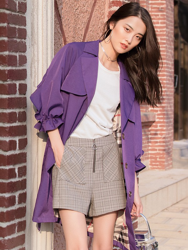 紫色单品怎么穿 千百惠为您带来葡萄紫色的初秋穿法
