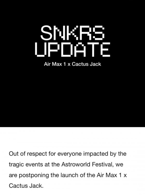 说唱歌手Travis Scott 踩踏事件持续发酵,NIKE正式发布声明与Travis Scott 联名款将推迟发售！