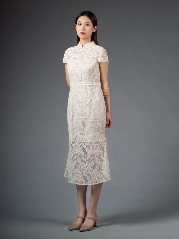 薄纱和蕾丝结合旗袍特质设计的绝美中式连衣裙真的太好看了