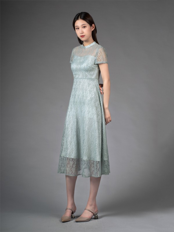 薄纱和蕾丝结合旗袍特质设计的绝美中式连衣裙真的太好看了
