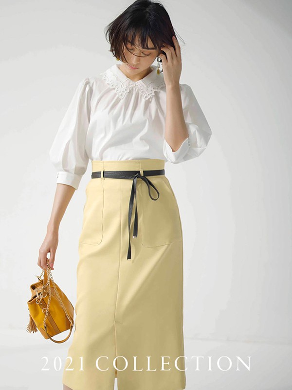 OldColour品牌女装2022春夏季新款黄色半身裙