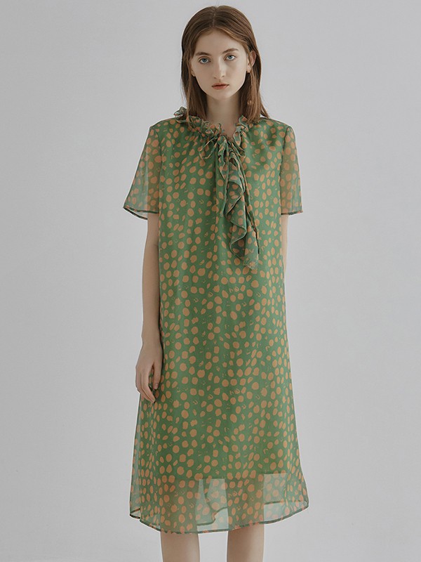 米祖品牌女装春夏新款绿色裙子