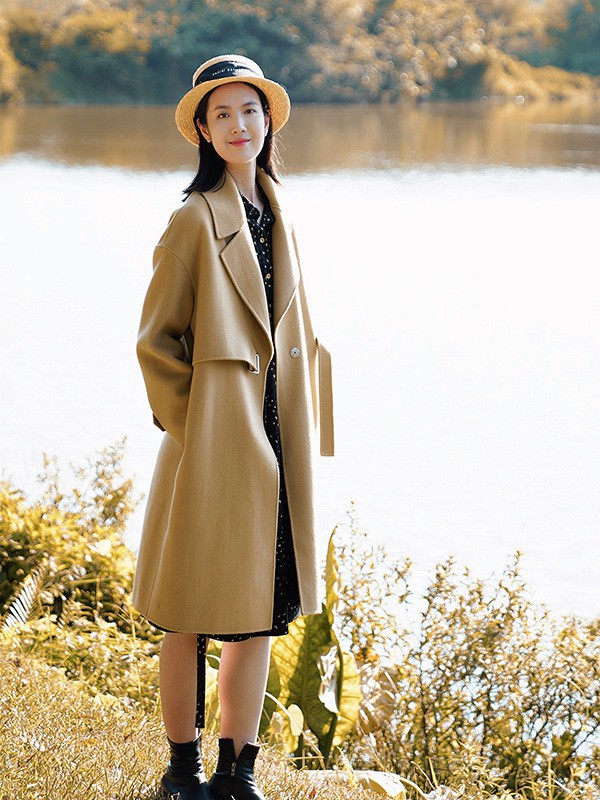 米皇羊绒羊衫毛衫品牌女装2023年秋季新款棕色大衣