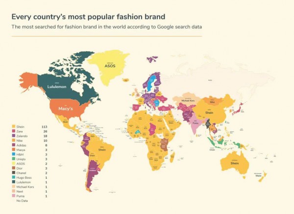 SHEIN 已经取代 Zara 成为全球搜索次数最多的时装零售商