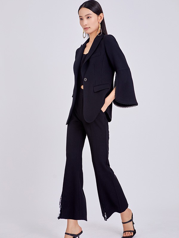 NAWain品牌女装2022春夏季新款黑色西装套装
