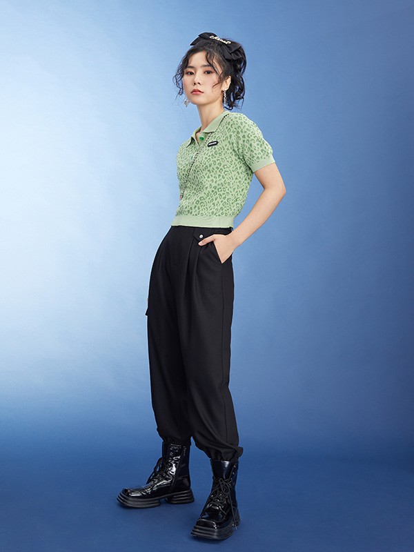  NAWain品牌女装2022春夏季新款绿色针织衫