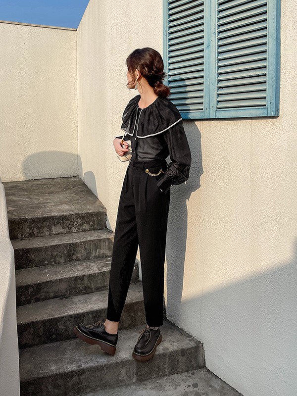 华丹尼品牌女装2022春夏季新款黑色套装