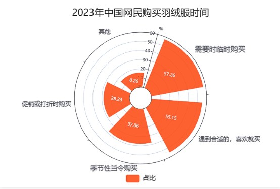 2023年中国网民购买羽绒服消费行为调研数据