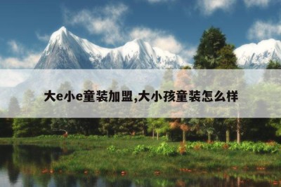 大e小e童装加盟,大小孩童装怎么样