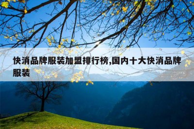 快消品牌服装加盟排行榜,国内十大快消品牌服装