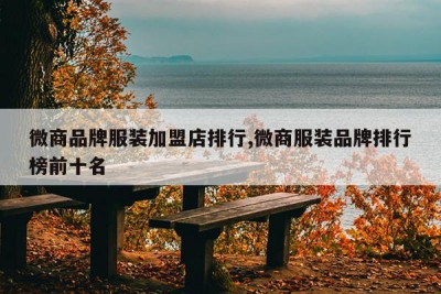 微商品牌服装加盟店排行,微商服装品牌排行榜前十名