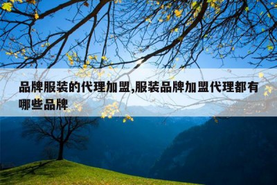 品牌服装的代理加盟,服装品牌加盟代理都有哪些品牌