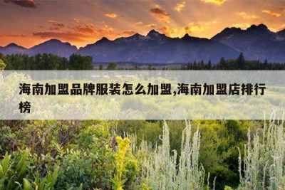 海南加盟品牌服装怎么加盟,海南加盟店排行榜