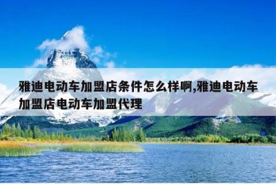 雅迪电动车加盟店条件怎么样啊,雅迪电动车加盟店电动车加盟代理