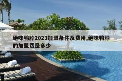 绝味鸭脖2023加盟条件及费用,绝味鸭脖的加盟费是多少
