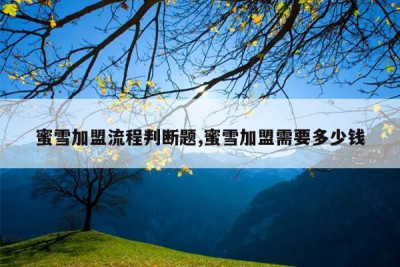 蜜雪加盟流程判断题,蜜雪加盟需要多少钱