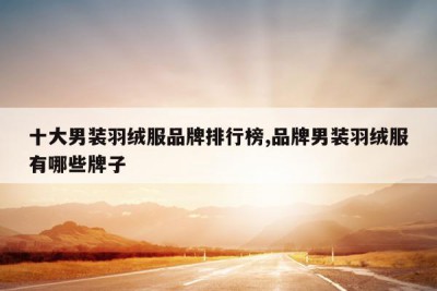 十大男装羽绒服品牌排行榜,品牌男装羽绒服有哪些牌子