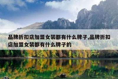 品牌折扣店加盟女装都有什么牌子,品牌折扣店加盟女装都有什么牌子的