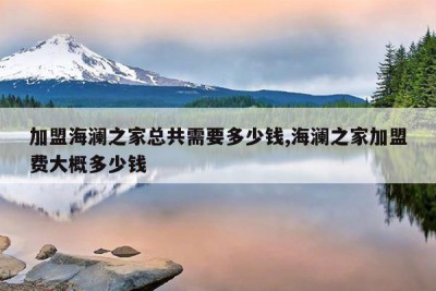 加盟海澜之家总共需要多少钱,海澜之家加盟费大概多少钱