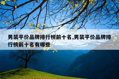 男装平价品牌排行榜前十名,男装平价品牌排行榜前十名有哪些