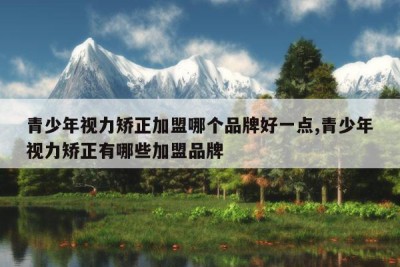 青少年视力矫正加盟哪个品牌好一点,青少年视力矫正有哪些加盟品牌