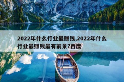 2022年什么行业最赚钱,2022年什么行业最赚钱最有前景?百度