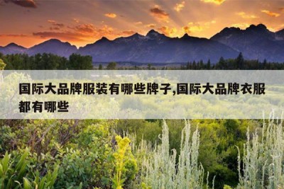 国际大品牌服装有哪些牌子,国际大品牌衣服都有哪些