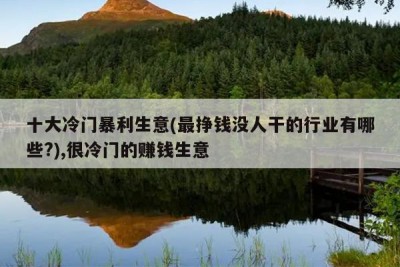 十大冷门暴利生意(最挣钱没人干的行业有哪些?),很冷门的赚钱生意