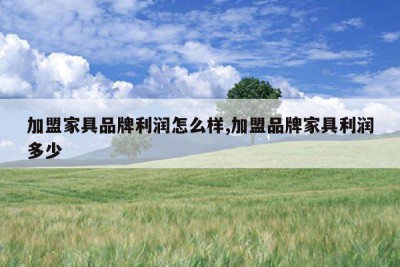 加盟家具品牌利润怎么样,加盟品牌家具利润多少