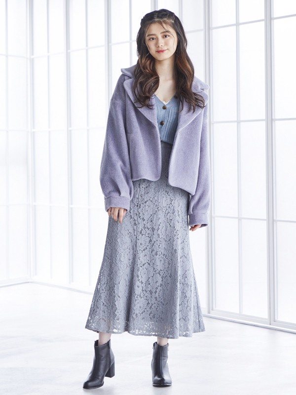COCODEAL女装2020秋冬季紫色纯色外套