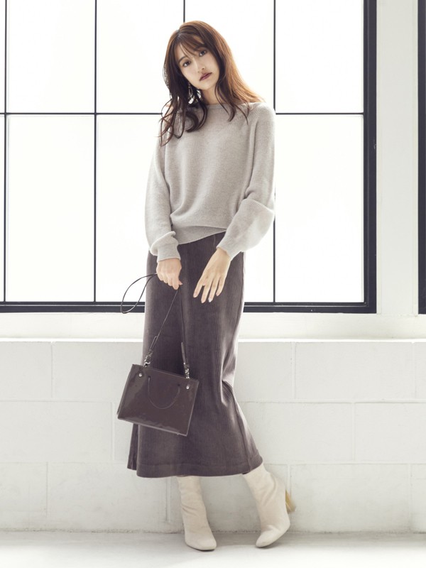 COCODEAL女装2020秋冬季灰色纯色针织衫
