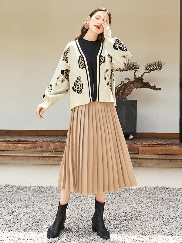 米莱达女装2020秋冬季米色图案外套