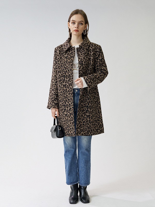 moussy女装2020秋冬季棕色豹纹外套
