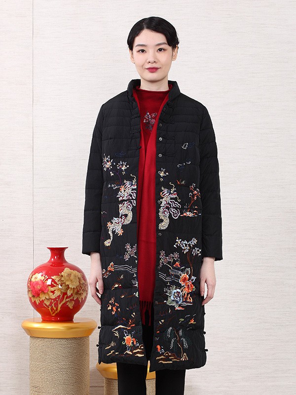 葵牌女装2020秋冬季黑色印花外套