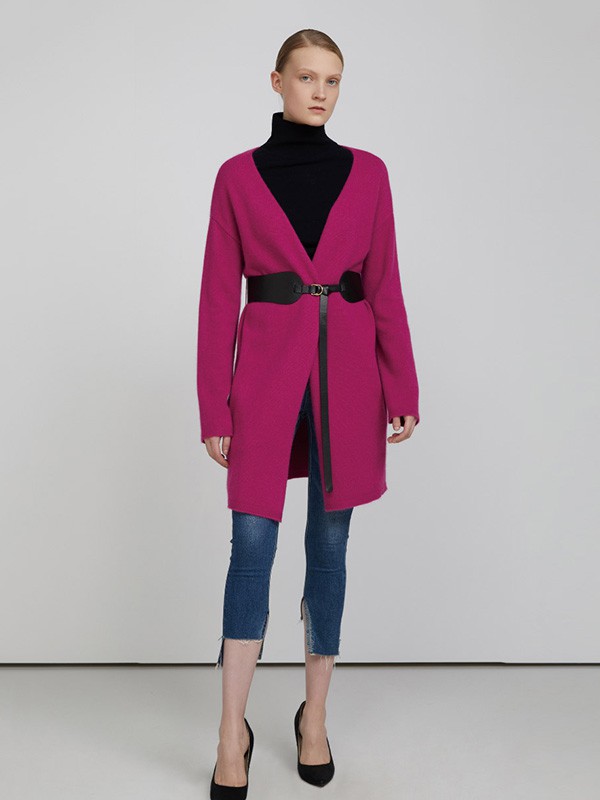 卡洛琳女装2020秋冬季紫色纯色外套