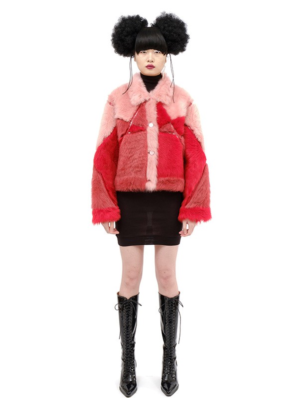 惠敏楠女装2020秋冬季红色撞色外套
