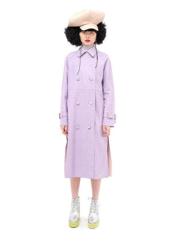 惠敏楠2020秋冬季紫色长款外套