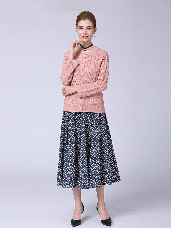 菲迪雅丝女装2020秋冬季粉色纯色针织衫