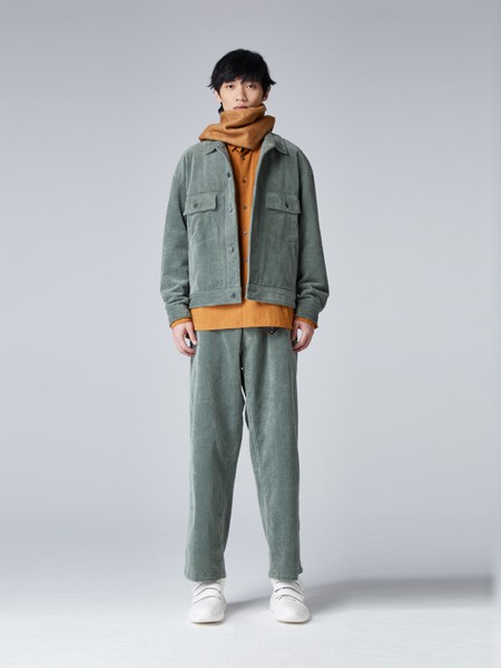 MJU:T男装2020秋冬季绿色纯色外套