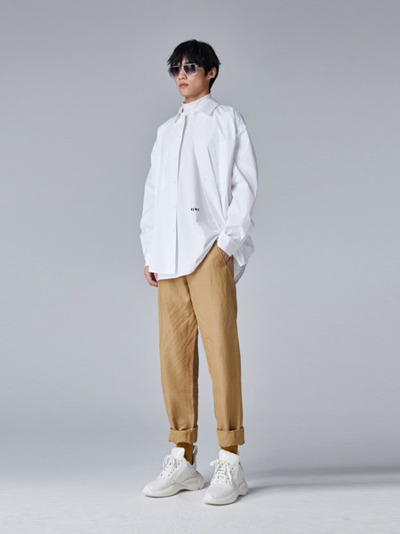 MJU:T男装2020秋冬季白色纯色衬衫