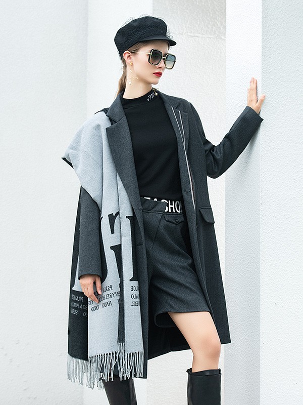 例格女装2020秋冬季灰色宽松外套