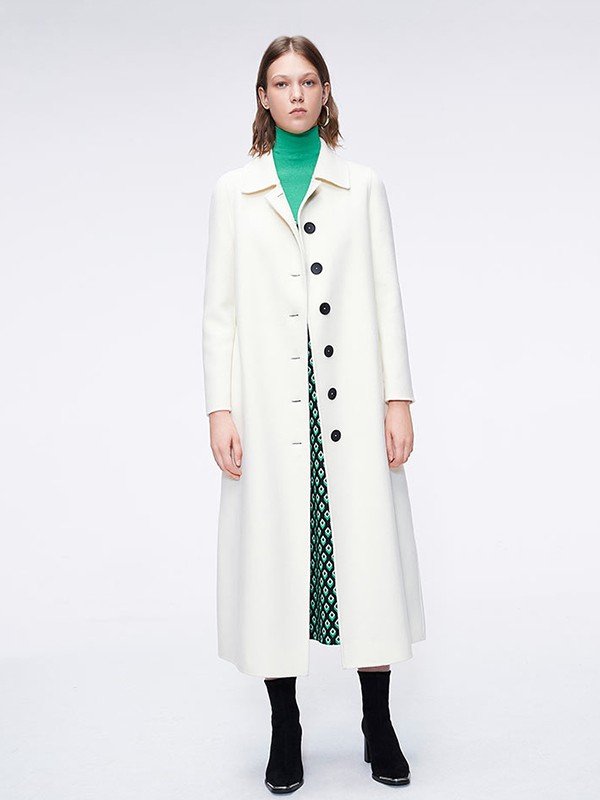 CONATUS女装2020秋冬季白色长款大衣